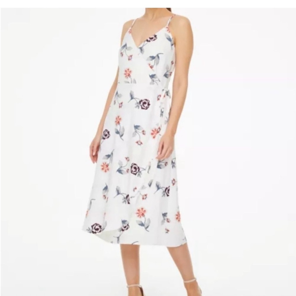 LOFT White Floral Midi Dress